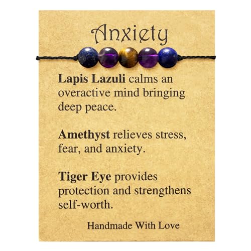 yfstyle Crystal Healing Stones Bracelets for Women & Men - Amethyst Anxiety Protection Bracelets - Natural Gemstones Jewelry Gifts - color: Anxiety