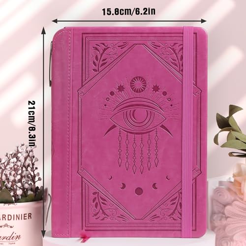 TIEFOSSI Lined Journal Notebook for Women Men, Leather Journal with Pen, A5 Evil Eye Hardcover Notebook for Work, Journaling, Travel & School, 100 GSM Thick Paper, 320 Numbered Pages, 6.2 x 8.3 in - color: Light purple