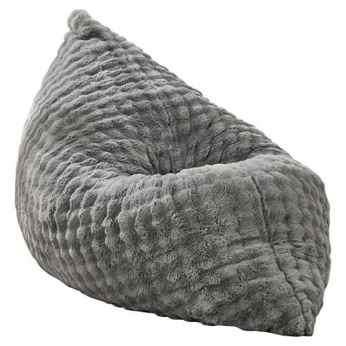 Hobestluk 3 in 1 Bean Bag Chair Giant Bean Bag Chairs for Adults with Bubble Cover Convertible Bean Bag Floor Cushion with Machine Washable Cover for Living Room (Bubble Grey) - color: Ash Grey
