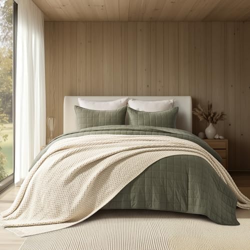 EVERGRACEHOME Chunky Chenille Knit Throw Blanket for Couch, Soft Luxurious Oversized King Moss Stitch Blanket for Bed, Large Cozy Farmhouse Knitted Throw for Sofa, Beige, 92" x 108" - color: Beige, size: 108" X 92"