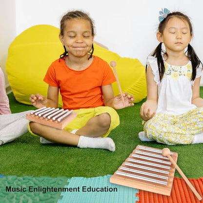 LIEKE 7 Tone Hand Chime Instrument Meditation Chime Mindfulness Bell with Nice Tone For Yoga Meditation Sound Healing Teachers' Classroom Management Tool - color: 7 Tone Chime
