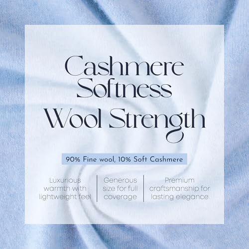 Velanio Cashmere Luxury Knitted Wrap Travel Shawl Scarf, Pashmina Stole, All-Season Scarf for Women Cashmere Wool Blend - color: Aquarium Blue