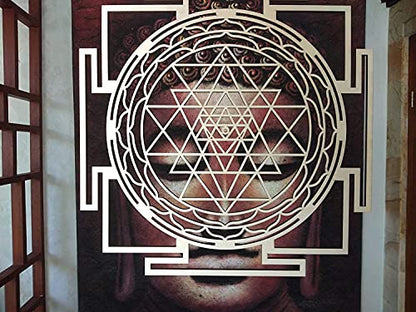 ZenVizion 13.5" Sri Yantra Wall Decor Mandala, Sacred Geometry Wall Art Yoga Decor, Grystal Grid, Wooden Art Symbol, Meditation Decor, Spiritual Decor