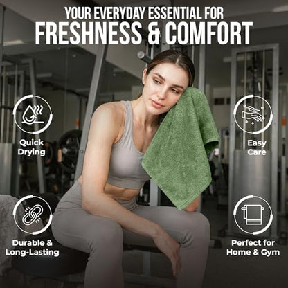 RIVERSIDE Pack of 24 Wash Cloths for Showering, 12 x 12 Inches, Super Soft & Absorbent, 100% Cotton Washcloths Premium Quality Flannel Face Cloths for Bathroom, Gym, Spa (Sage Green, 24 Pack) - color: Sage Green