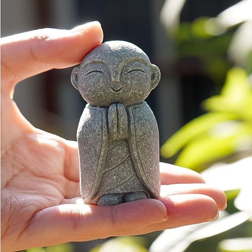 OwMell Japanese Jizo Monk Statue, Buddha Jizo Figurine Memorial Aquarium Statue Ornament - Namaste - color: Namaste