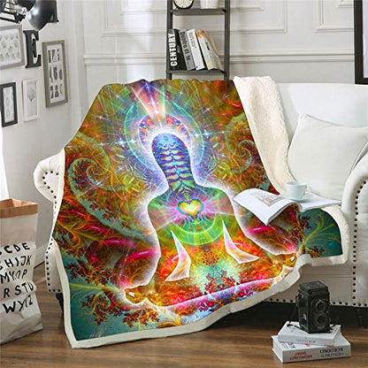 Heart Chakra Throw Blanket | Meditation Fleece Blanket | HeartSoul (Medium) - size: Medium