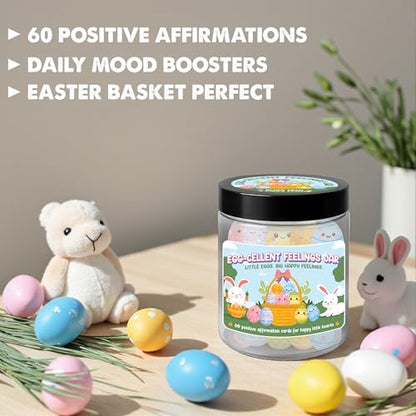 Positive Easter Eggs Jar, 60 Positive Affirmation Egg Cards for Kids & Teens, Easter Basket Stuffers for Kids, Easter Basket Stuffers, Easter Egg Fillers, Gifts for Boys & Girls - color: Positive Egg