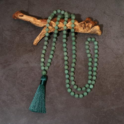 8mm Natural Stone 108 Mala Beads Necklace for Men and Women - color: Green Aventurine