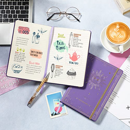 Artfan Ruled Notebook/Journal – Premium Thick Paper Faux Leather Classic Writing Notebook with Pocket + Page Dividers Gifts, Banded, Large, 144 Pages, Hard Cover, Lined (5.8 x 8.4) - Purple - color: Purple1