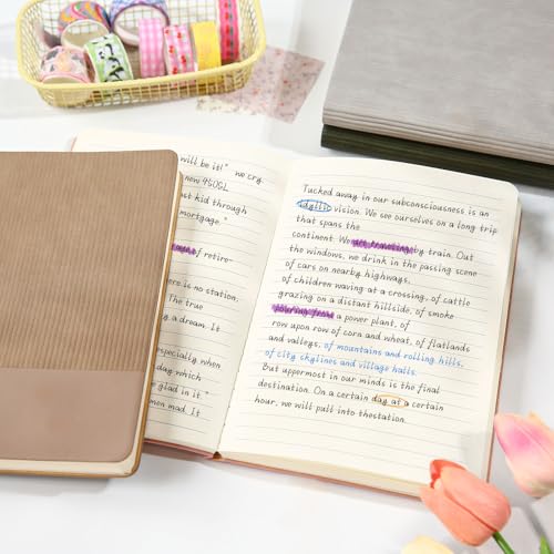 Lined Journal Notebook for Work College Ruled Notebook 5.79" x 8.27" A5 PU Leather Daily Journaling Notebook 216 Pages for Women Men Daily Writing Business School Travel Gift (Dark Pink) - color: 02-Dark Pink-1pack, style: A5 Lined 216pages