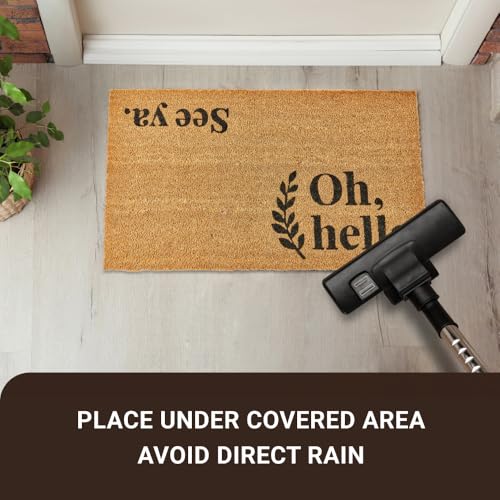 Coco Coir Door Mat with Heavy Duty Backing, Welcome Doormat (17" x 30"), Doormat Entrance (Oh Hello) - color: Oh Hello