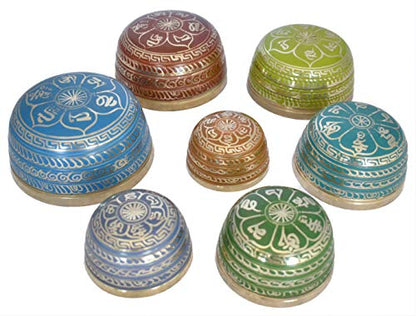 NHZ Chakra Healing Tibetan Singing Bowl Set of 7 for Meditation- Himalayan Singing bowls (Green) - color: Green