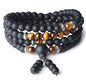AmorWing 108 Mala Beads Brown Tiger Eye Matte Onyx Semi Precious Stone Bracelet Necklace