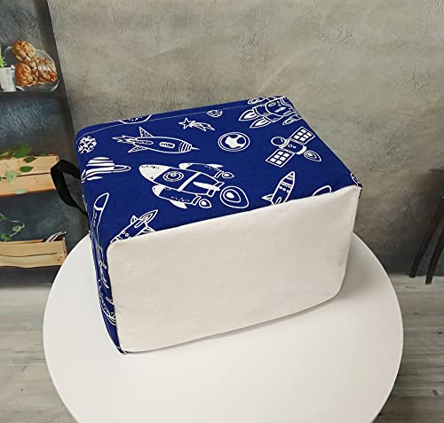 Storage Basket Home Shelf Basket Kids Organizer Box Clothes Laundry Hamper Nursery Bin Gift Laundry Basket with Handles for Home (Spacecraft) - color: Navy Spacecraft