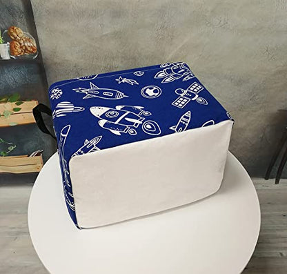 Storage Basket Home Shelf Basket Kids Organizer Box Clothes Laundry Hamper Nursery Bin Gift Laundry Basket with Handles for Home (Spacecraft) - color: Navy Spacecraft
