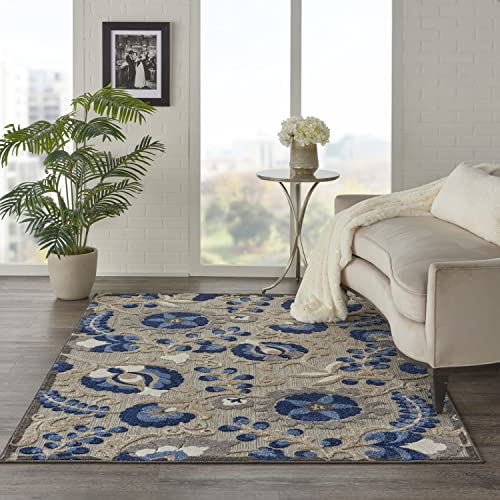 Nourison Home Aloha Natural Blue 3'6" x 5'6" Area Rug - Easy Clean, Non Shedding, Bed Room, Living Room, Dining Room, Kitchen (4' x 6') - color: Natural Blue, size: 3'6" x 5'6" (Rectangular)
