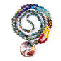 Bivei 108 Mala Beads Necklace Life Tree 7 Chakra Wrap Bracelet Real Healing Gemstone Yoga Meditation Hand Knotted Mala Prayer Bead Necklace - color: African Turquoise, size: 6mm