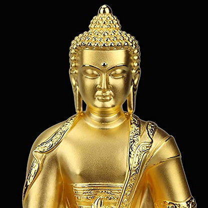 Sculpture Tabletop Statue Figurine Zen Brass Sculpture Statue Decoration Shakyamuni Buddha Statue and Meditating Peace Harmony Sculpture Mini Office Unique Gift