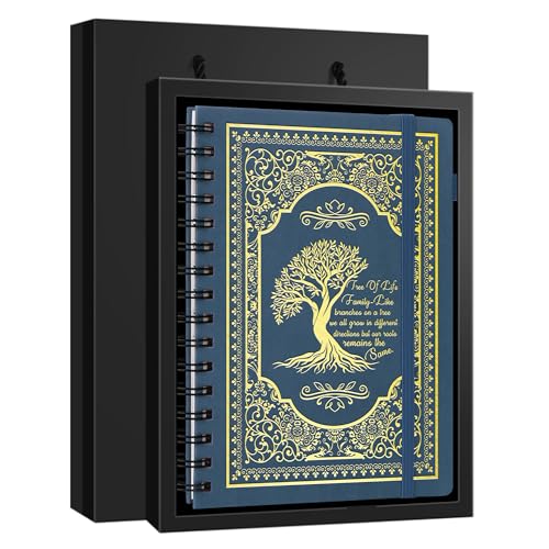 A5 Hardcover Spiral Notebook Tree of Life Journal Daily Journals for Writing Travel Notebooks Journal for Women Men 80GSM Paper Leather Spiral Journal,5.7"x8.3"（Spiral Tree -Dark Blue) - color: Spiral Tree of Life-dark Blue