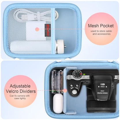 Elonbo Carrying Case for KODAK PIXPRO AZ528/ AZ255/ AZ405/ AZ425/ AZ401 Digital Camera, Kodak PIXPRO Astro Zoom Vlogging Camera Hard Travel Storage Bag, Mesh Pocket fits Battery Cable, Blue - color: Blue