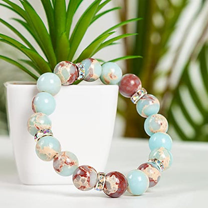 Healing Bracelet For Women Anxiety Crystal Bracelet Chakra Beaded Bracelets Rose Quartz Crystals And Healing Stones Yoga Bead Bracelet Calming Stretch Bracelet Stress Relief Gifts For Women - color: Green-Shoushan Stone