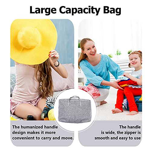Large Capacity Cotton Storage Bag Linen Bag for Outdoor Travel Easy Zipper