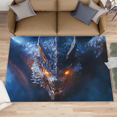 Fierce Dragon Rug 3x4-3x4 Rug, Ancient Animal Area Rugs for Living Room, Dark Fantasy Washable Rugs for Bedroom, Fantasy Mat, Magical Animal Carpet - Western Dragon Home Decor - color: 1-fierce Dragon, size: 3x4ft (36x48in)