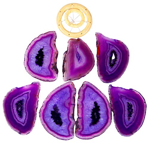 rockcloud Agate Slices Geode Wind Chime Home Garden Decoration Figurine, 28-33 inches - color: Violet