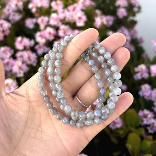 Adabele 1pc Natural Stretch Gemstone Bracelet 6mm (0.24 Inch) Bead 7" 7.5" 8 inch Healing Crystal Quartz Energy Chakra Jewelry Women Birthday Gift - color: Grade A Labradorite, size: 7 inch