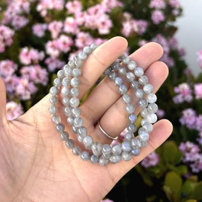 Adabele 1pc Natural Stretch Gemstone Bracelet 6mm (0.24 Inch) Bead 7" 7.5" 8 inch Healing Crystal Quartz Energy Chakra Jewelry Women Birthday Gift - color: Grade A Labradorite, size: 7 inch