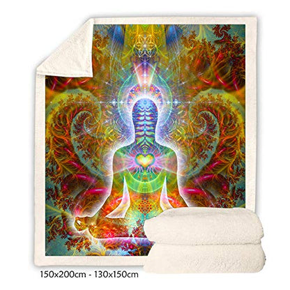 Heart Chakra Throw Blanket | Meditation Fleece Blanket | HeartSoul (Medium) - size: Medium