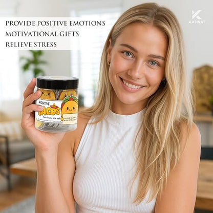 Positive Taco Jar 60 Positive Affirmation Cards Funny Birthday Gifts for Women Men Fathers Day Teacher Appreciation Graduation Gifts Son Dad Mom Daughter Sister Friend Coworkers Student Back to School - color: Positive Taco