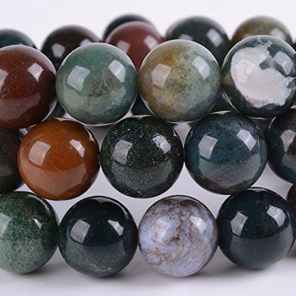 Justinstones Gem Semi Precious Gemstone 10mm Round Beads Stretch Bracelet 7 Inch Unisex - color: Multi-Color Indian Agate