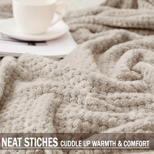 Exclusivo Mezcla Fleece Throw Blanket Extra Large, Super Soft and Warm Blankets for Couch, Sofa and Bed Waffle Textured, Cozy, Fuzzy and Lightweight (Tan, 50x70 Inches) - color: Tan, size: 50x70 in