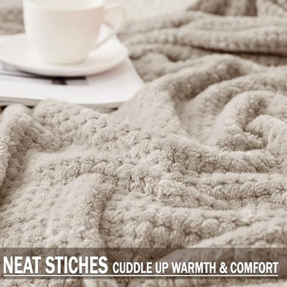 Exclusivo Mezcla Fleece Throw Blanket Extra Large, Super Soft and Warm Blankets for Couch, Sofa and Bed Waffle Textured, Cozy, Fuzzy and Lightweight (Tan, 50x70 Inches) - color: Tan, size: 50x70 in
