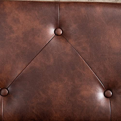 Furnimart Faux Leather Bench Ottoman, Tufted Button Bedroom Benches Footrest Stool in Solid Wood Legs, Long and Dining Bench, Indoor Bench for Entryway Living Room Bedroom (Leather-Darkbrown) - color: Leather-darkbrown