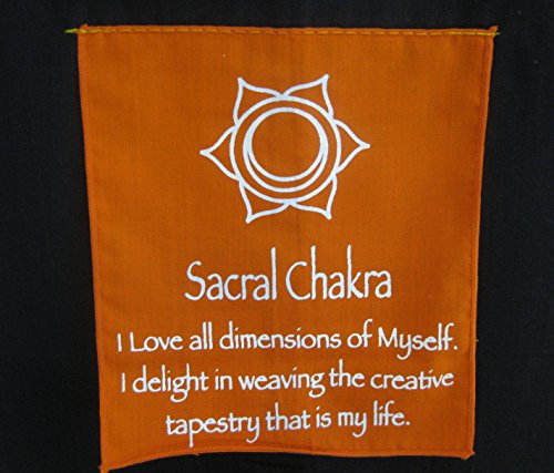 OMA 7 Chakra Meditation Wall Hanging Banner Prayer Flag Tibetian Buddhist Healing Balance Hanging - Large, 60" Long