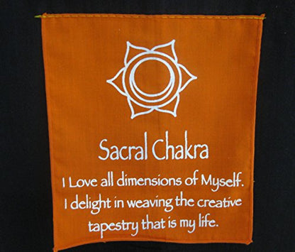 OMA 7 Chakra Meditation Wall Hanging Banner Prayer Flag Tibetian Buddhist Healing Balance Hanging - Large, 60" Long