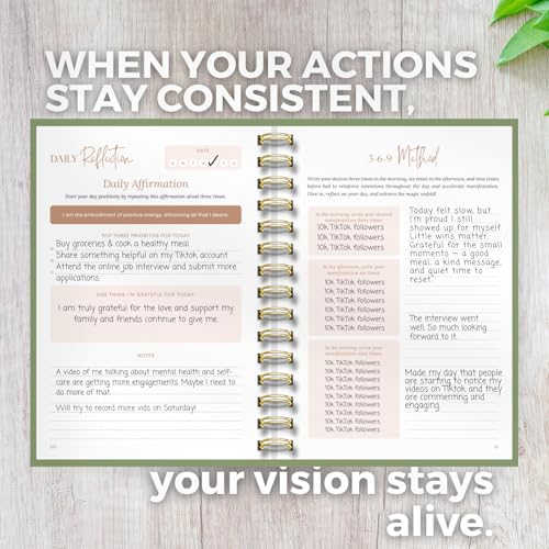 Manifestation Journal for Women | Guided 369 Method & Undated 90-Day Planner for Intentional Goal Setting - Sage Green - color: Sage Green