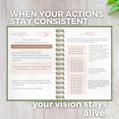 Manifestation Journal for Women | Guided 369 Method & Undated 90-Day Planner for Intentional Goal Setting - Sage Green - color: Sage Green