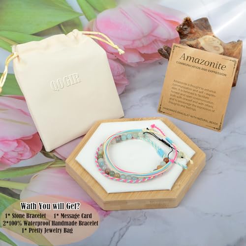 QOGIR Handmade Healing Bracelet,6mm Natural Gem Stone Bracelet rope bracelet - color: Amazonite(Communication and Expression), size: 6mm