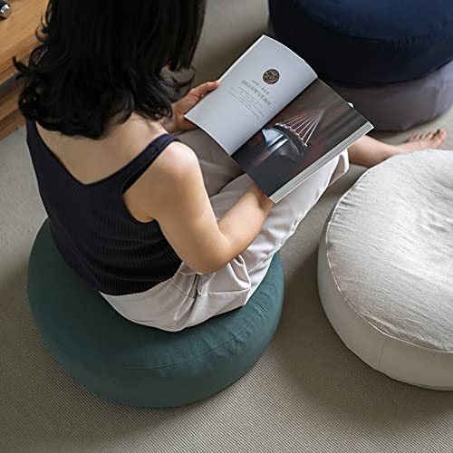 Round Meditation Cushion Breathable Cotton Linen Seat Cushion for Yoga Tatami Meditation Cushion Washable Meditation Pillow Indoor Use-White 30cm(12inch)