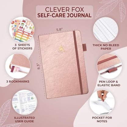 Clever Fox Self-Care Journal – Daily Reflection Notebook – Mental Health & Personal Development Planner, Meditation & Mood Log, A5 (Rose Gold) - color: Rose Gold, size: A5 (5.8'' x 8.3'')