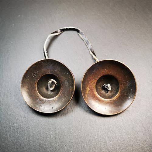 Tibetan Tingsha Bell Set - Tibetan Cymbals - for Sound Healing, Yoga, Meditation, and Mindfulness,Handmade in Nepal,Made of Brass,Plain Pattern,6.5cm/2.6 inch - color: 5-Brass-Brown-6.5cm