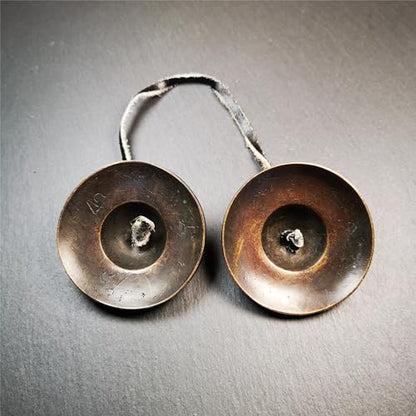 Tibetan Tingsha Bell Set - Tibetan Cymbals - for Sound Healing, Yoga, Meditation, and Mindfulness,Handmade in Nepal,Made of Brass,Plain Pattern,6.5cm/2.6 inch - color: 5-Brass-Brown-6.5cm
