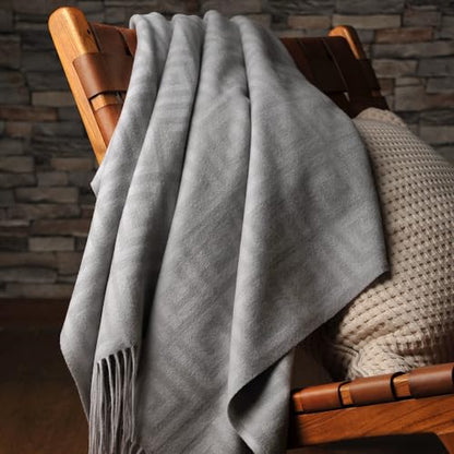 CUDDLE DREAMS Premium Cashmere Throw Blanket with Fringe, Luxuriously Soft (Greek Key) - color: Greek Key