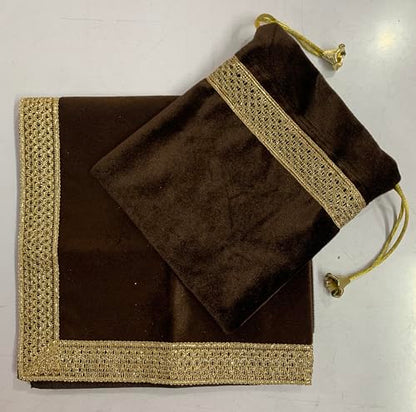 SMMS Spiritual Velvet Table Cloth Altar Tarot Spread (Brown, Small- 46cm*46cm/ 18inch*18inch) - color: Brown, size: Small- 46cm*46cm/ 18inch*18inch