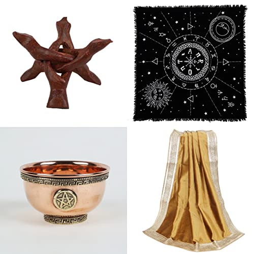 Indian Consigners Altar Cloth 12 Constellation Pentagram Bowl Wooden Stand