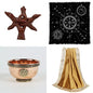 Indian Consigners Altar Cloth 12 Constellation Pentagram Bowl Wooden Stand
