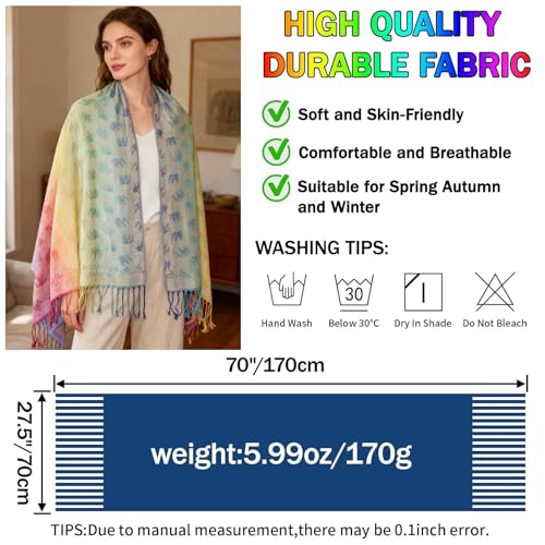Rave Pashmina Scarf, Fashion Colorful Shawls and Wraps Soft Festival Scarves - color: E-camel (Horse Pattern)